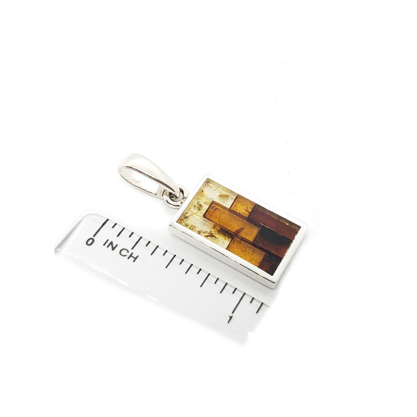 Graduated Mosaic Multicolor Amber Pendant