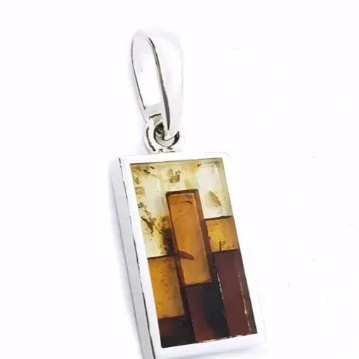 Graduated Mosaic Multicolor Amber Pendant