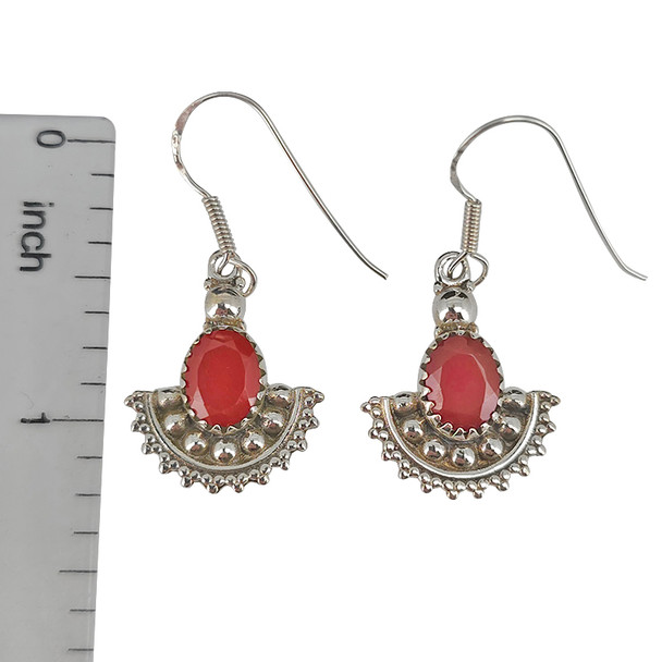 Faceted Red Onyx Sterling Silver Earrings On Hooks - Retry