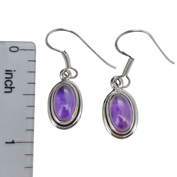 Amethyst Sterling Silver Earrings On Hooks - Retry