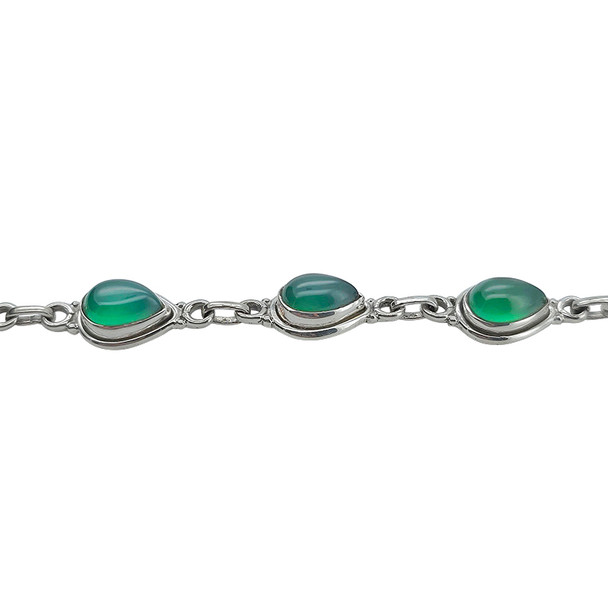 Green Onyx Sterling Silver Link Bracelet - Retry