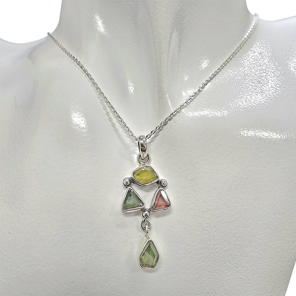 Tourmaline Sterling Silver Pendant .