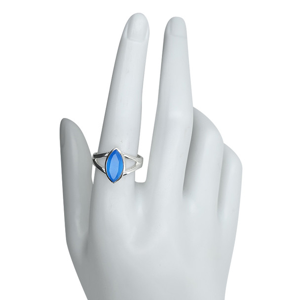 Faceted Blue Chalcedony Sterling Silver Ring -----