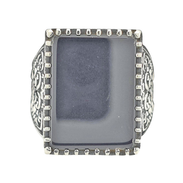 Black Onyx Sterling Silver Men's Ring