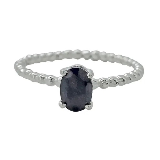 Faceted Black Onyx Sterling Silver Ring (R-BO-6175-S)