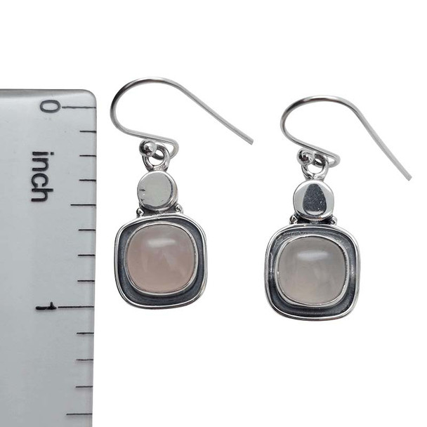 Rose Quartz Sterling Silver Dangle Earrings --