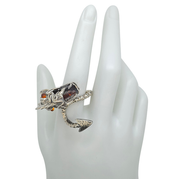 Amber Sterling Silver Dragon Adjustable Ring ...