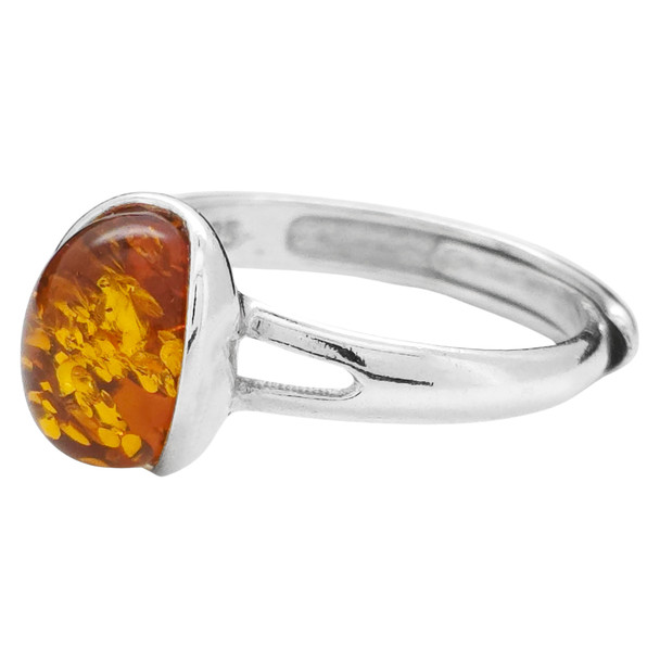 Cognac Amber Sterling Silver Adjustable Ring ..