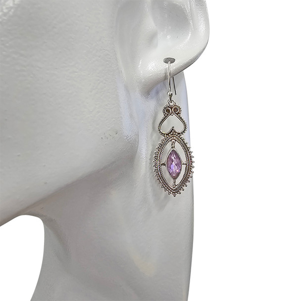 Amethyst Sterling Silver Earrings On Hooks ..