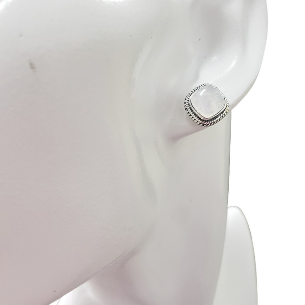 Moonstone Sterling Silver Stud Earrings ----