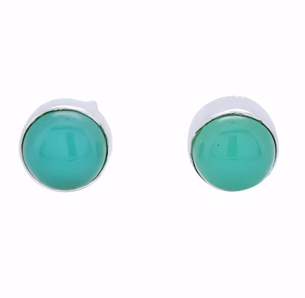Green Onyx Sterling Silver Stud Earrings --