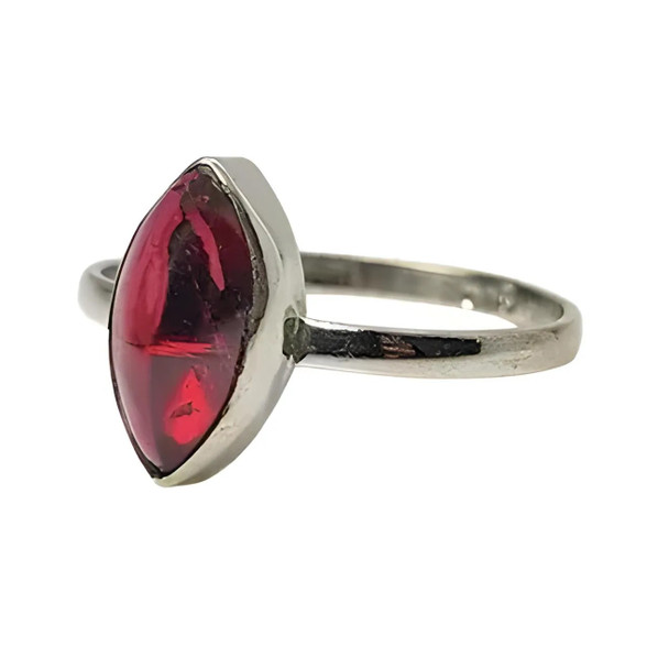 Garnet Classic & Simple Marquise Sterling Silver Bezel Ring