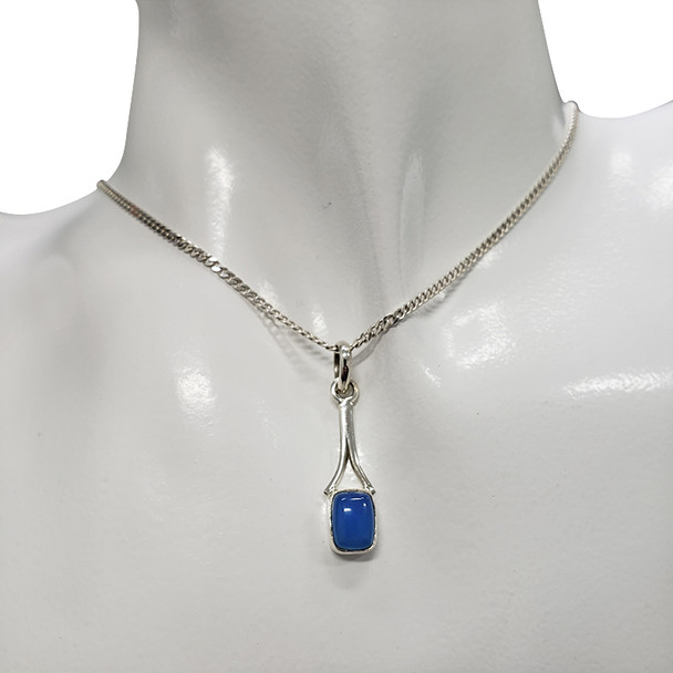 Blue Chalcedony Sterling Silver Pendant