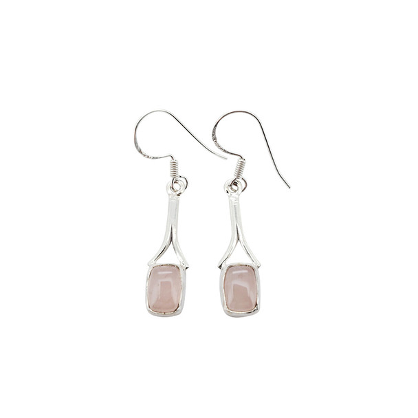 Rose Quartz Silver Earrings On Hooks ...