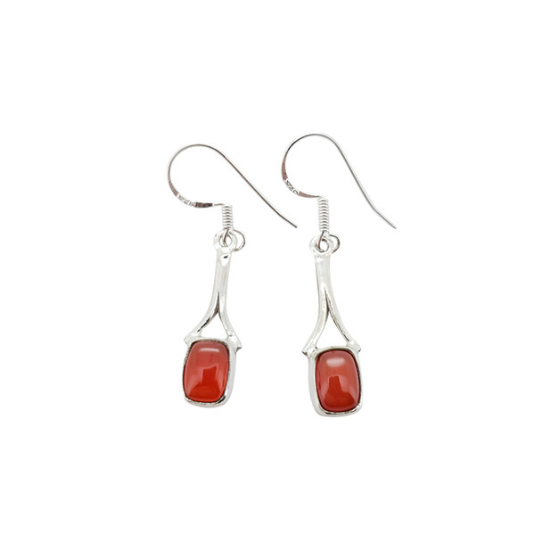 Red Onyx Silver Earrings On Hooks .....