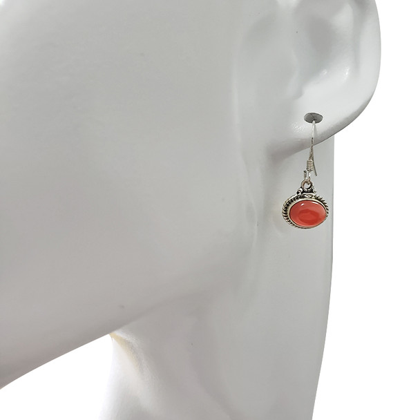 Red Onyx Sterling Silver Dangle Earrings