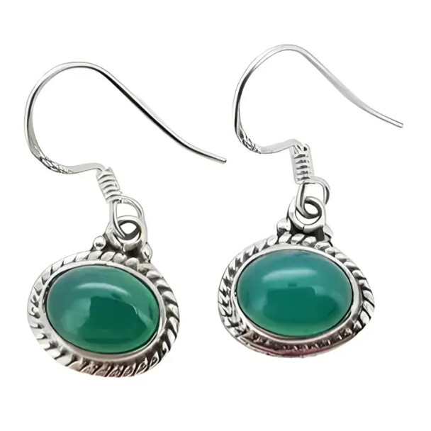 Green Onyx Sterling Silver Dangle Earrings