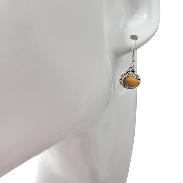 Tiger Eye Sterling Silver Dangle Earrings .