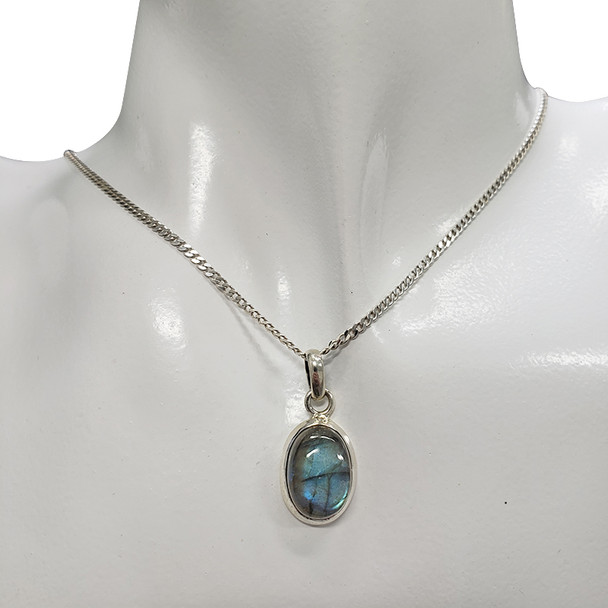 Labradorite Sterling Silver Pendant --