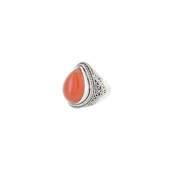 Red Onyx Teardrop Thick Sterling Silver Unisex Statement Ring