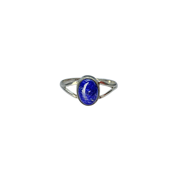 Simple Open Lapis Oval Sterling Silver Ring