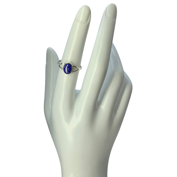 Simple Open Lapis Oval Sterling Silver Ring