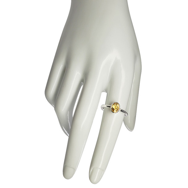 Simple Faceted Citrine Oval Stone Sterling Silver Ring