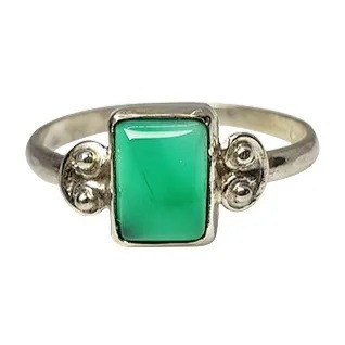 Green Onyx Stone Sterling Silver Ring