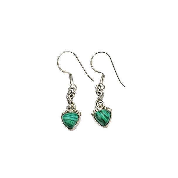 Malachite Sterling Silver Dangle Earrings ...