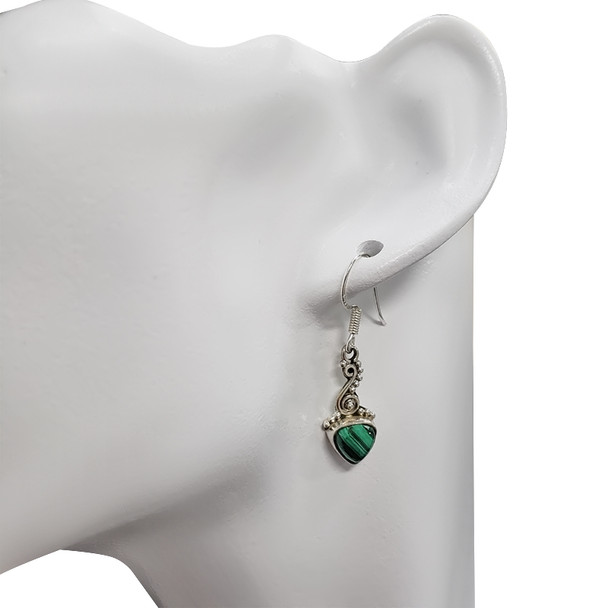 Malachite Sterling Silver Dangle Earrings ...