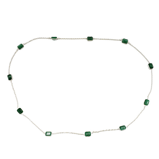 24" Emerald Stone Sterling Silver Necklace --