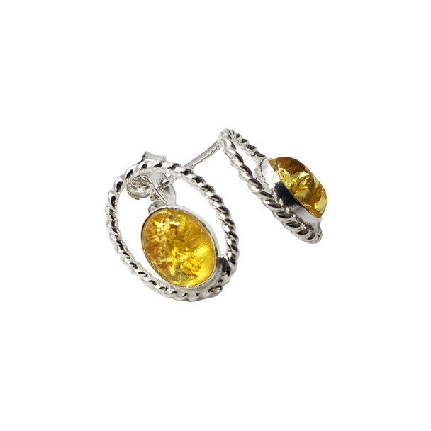 Citrine Amber Sterling Silver Stud Earrings