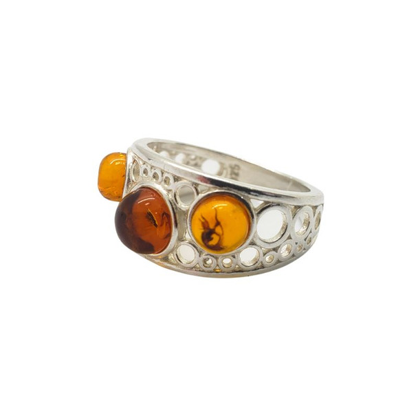 Cognac Amber Sterling Silver Ring (R-CG-4519-A)