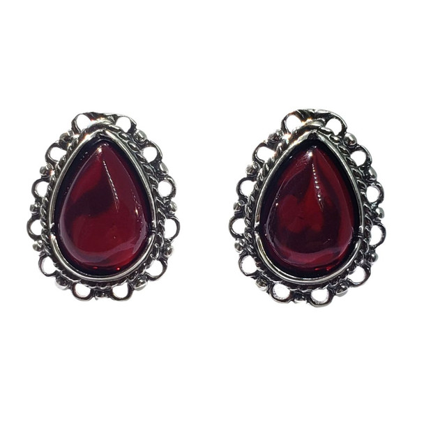 Cherry Amber Sterling Silver Stud Earrings