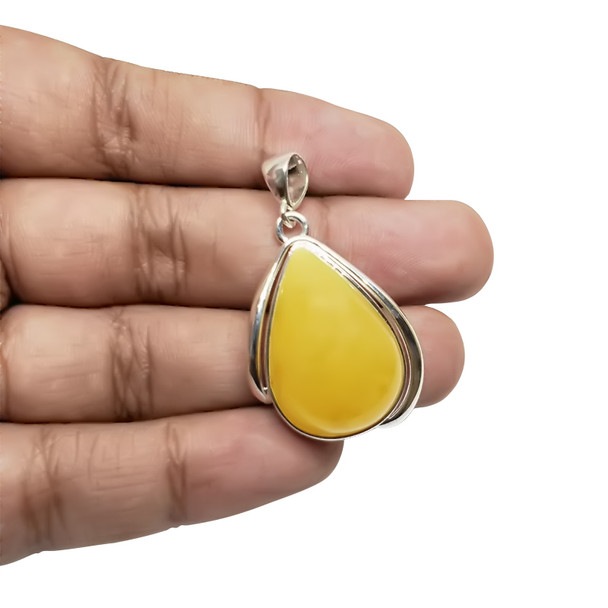 Amber Pendant Handmade Sterling Silver Jewelry ----