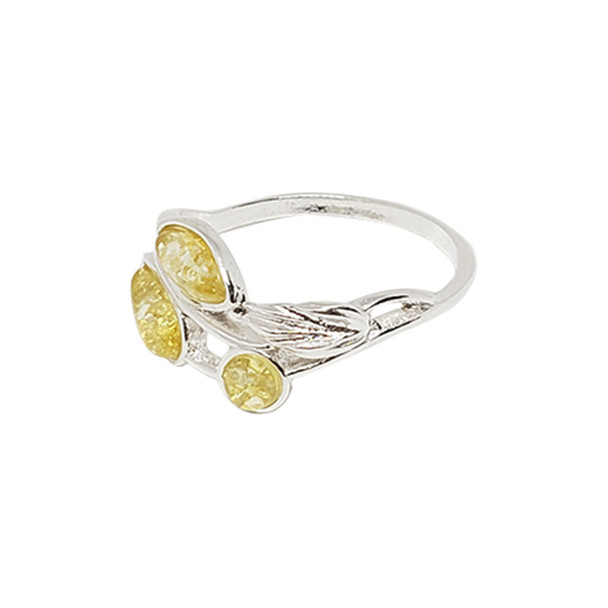 Citrine Amber Sterling Silver Ring ----