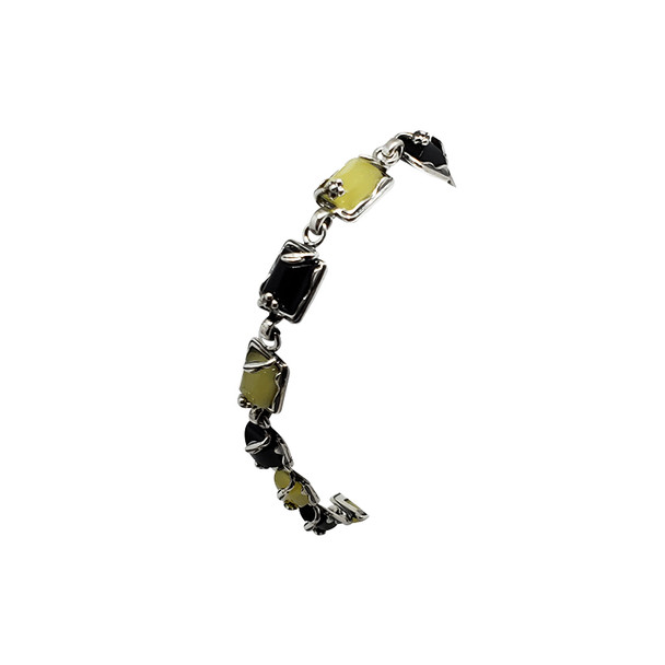 Multi-Color Amber Sterling Silver Bracelet ----
