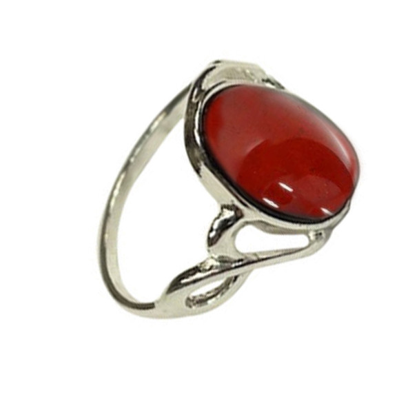 Cherry Amber Sterling Silver Ring (R-CH-3233-A)
