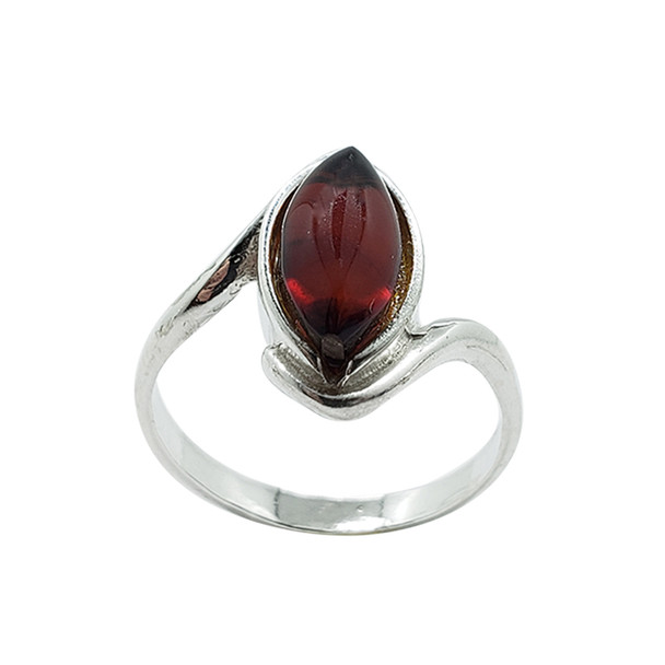 Cherry Amber Sterling Silver Ring