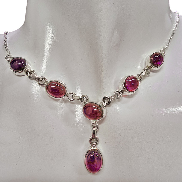 6 Stone Garnet 18‚Ä≥ Long Necklace