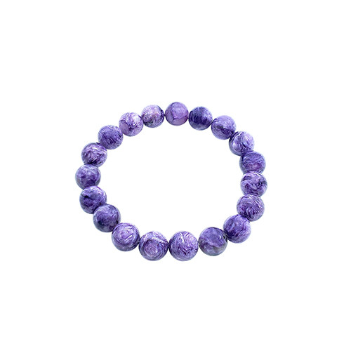 Charoite Round Beads Stretch Bracelet -----