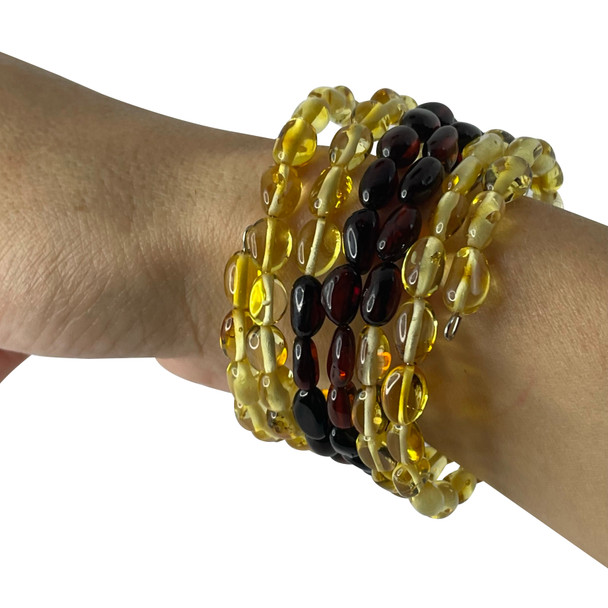 Multi-Color Amber Bracelet On Wire ....