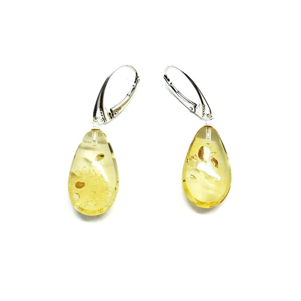Citrine Amber Sterling Silver Earrings -