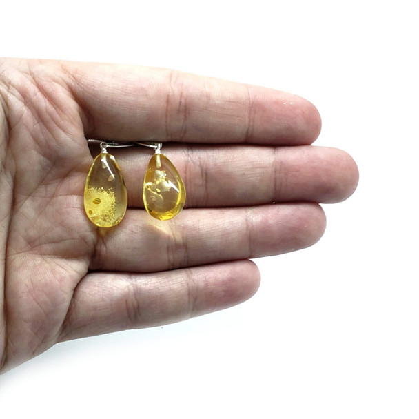 Citrine Amber Sterling Silver Earrings -
