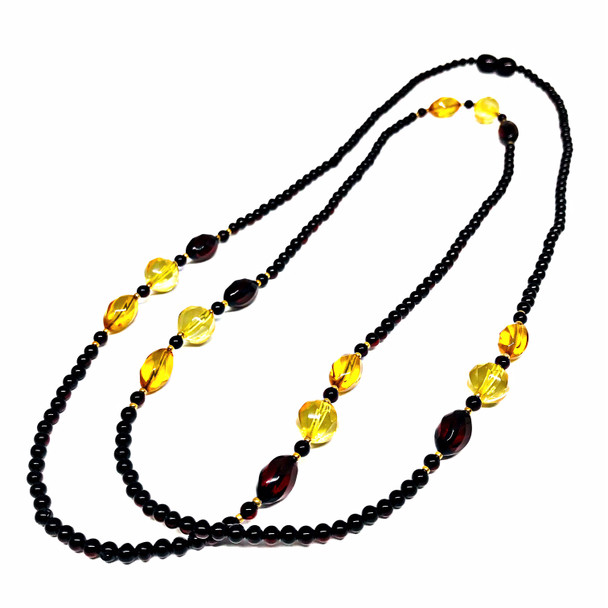 Multi Color Amber Bead Necklace 34" (BN-MT-2256)