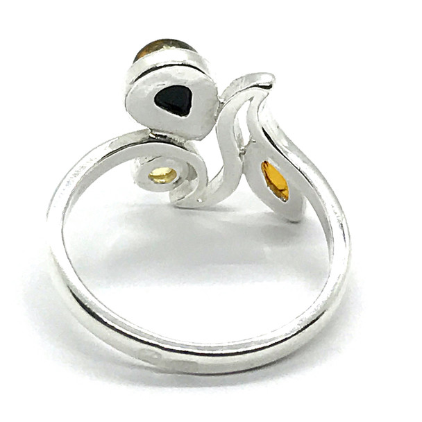 Multicolor Amber Sterling Silver Ring