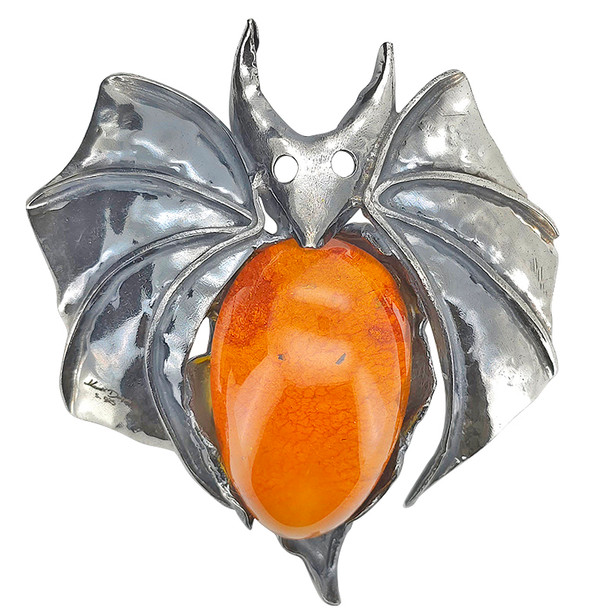 Amber 925 Silver Handmade Bat Pendant