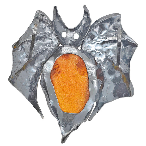 Amber 925 Silver Handmade Bat Pendant