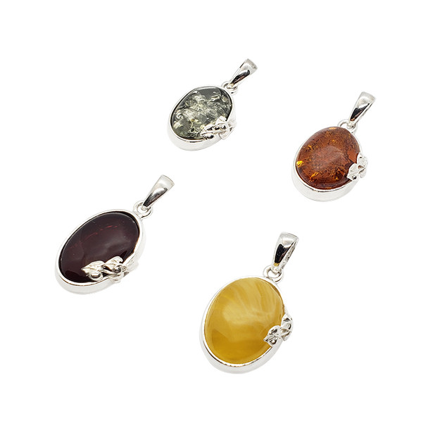 Cherry Amber Sterling Silver Pendant