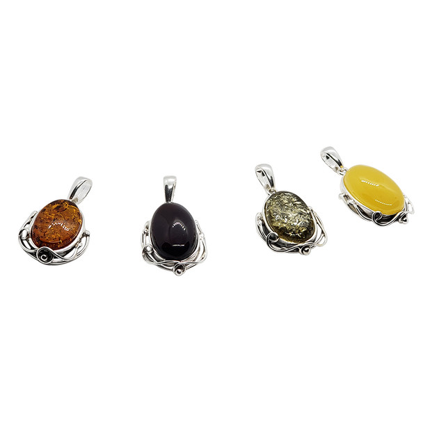 Handmade Cognac Amber Sterling Silver Pendant